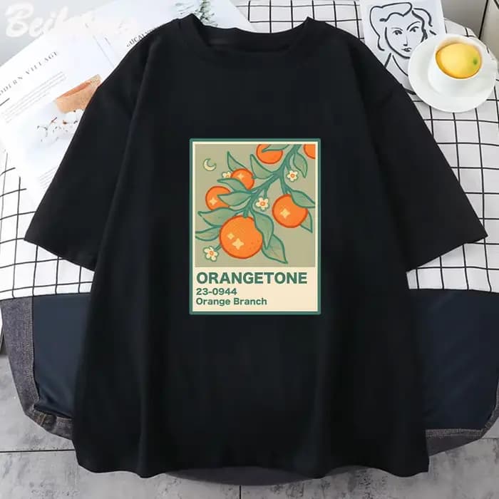 T-Shirt imprimé branche Orange
