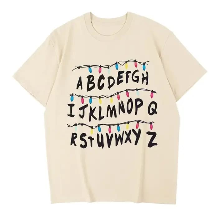 T-shirt Stranger Christmas Light avec motif monstre pour femme
