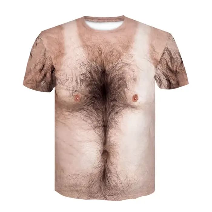 T-shirt graphique drôle pour homme avec poitrine poilue