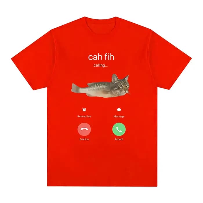 T-shirt humoristique Cah Fih Meme : Chat