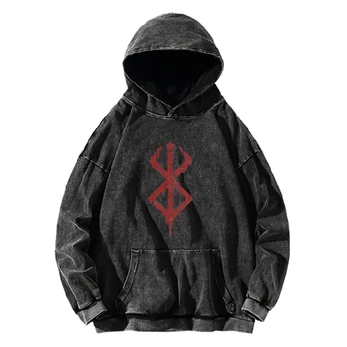 Guts Logo graphique vêtements Berserk Anime à capuche hommes femmes Vintage lavé sweats