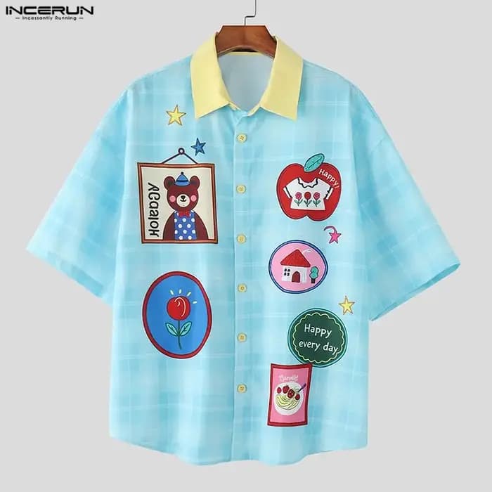 Chemise Homme INCERUN à Carreaux Imprimés