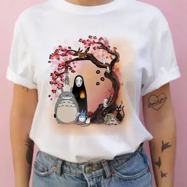 Été hommes et femmes à manches courtes Studio Ghibli Totoro T-shirt Harajuku Kawaii