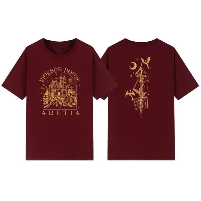 Xaden Riorson House T-Shirts chemise flamme de fer Dragon t-shirt 2 faces unisexe à manches courtes