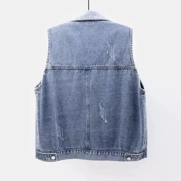 Manteau court en jean effiloché pour femme