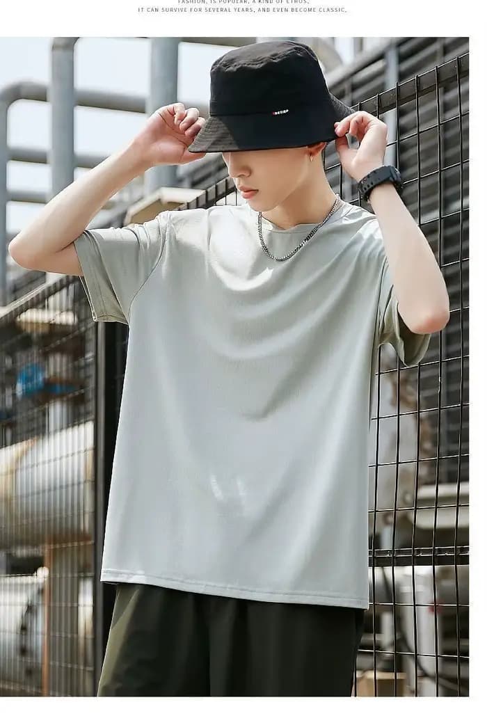 T-shirt à manches courtes en maille verte pour hommes