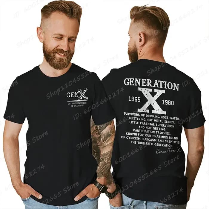 Fier Gen X T-shirts 1965 à 1980 Vintage génération X T-Shirt à manches courtes col rond T-shirts hau