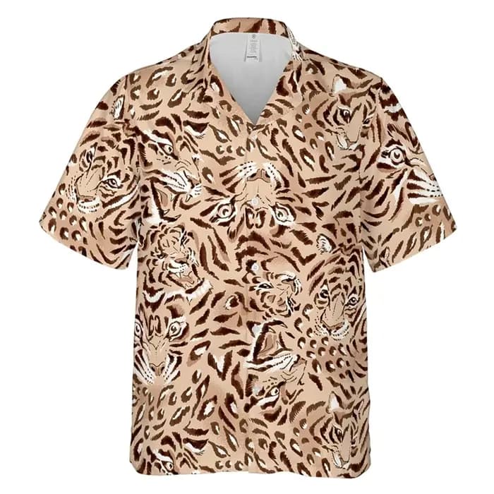 Chemises graphiques de tigre de plage hawaïenne pour hommes