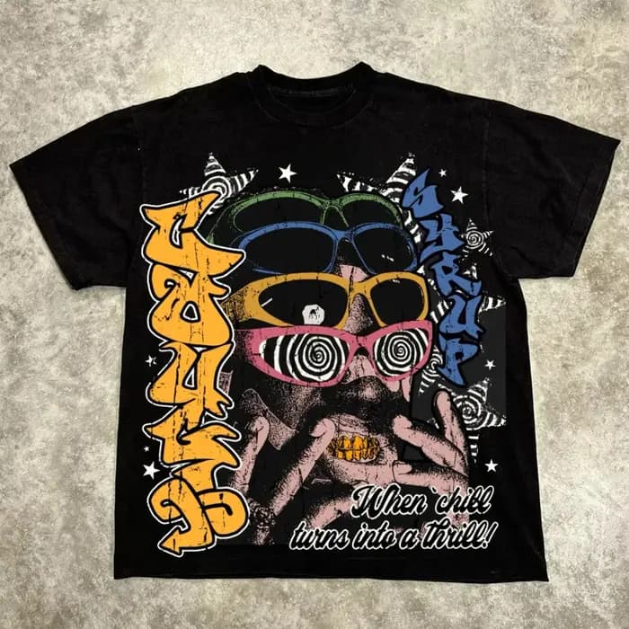 T-shirt graphique hommes femmes haut Vintage Hip Hop Streetwear surdimensionné T-shirt à manches cou