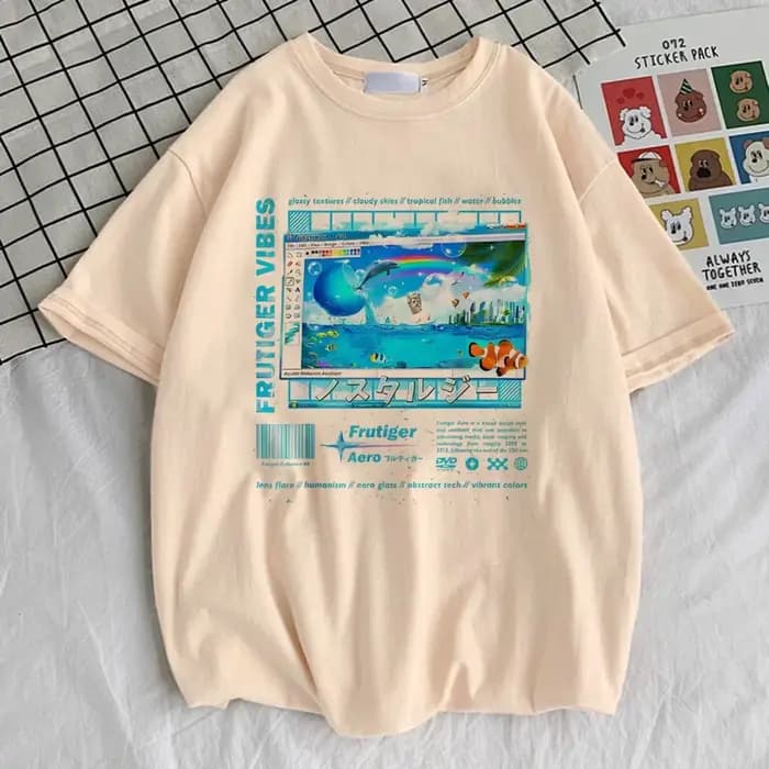 Frutiger Aero t-shirt fille graphique confortable gothique années 80 Pastel respirant