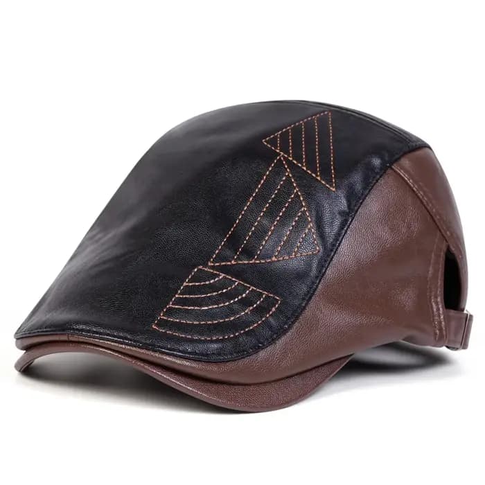 Casquettes de gavroche rétro en cuir PU pour hommes