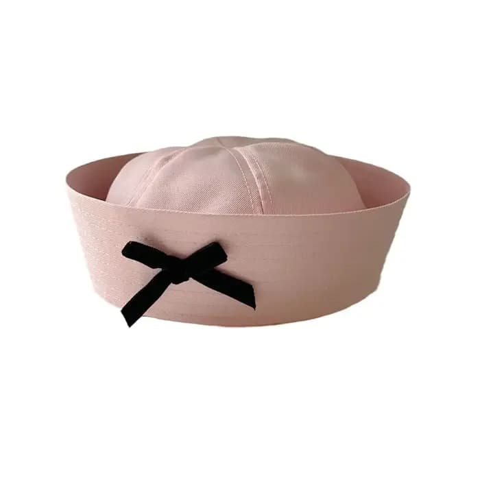 Béret marin en tissu style coréen avec nœud papillon et visière relevable
