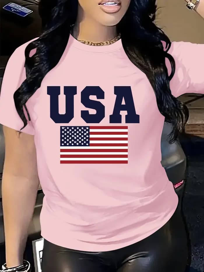 T-Shirt à manches courtes et col ras du cou pour femme