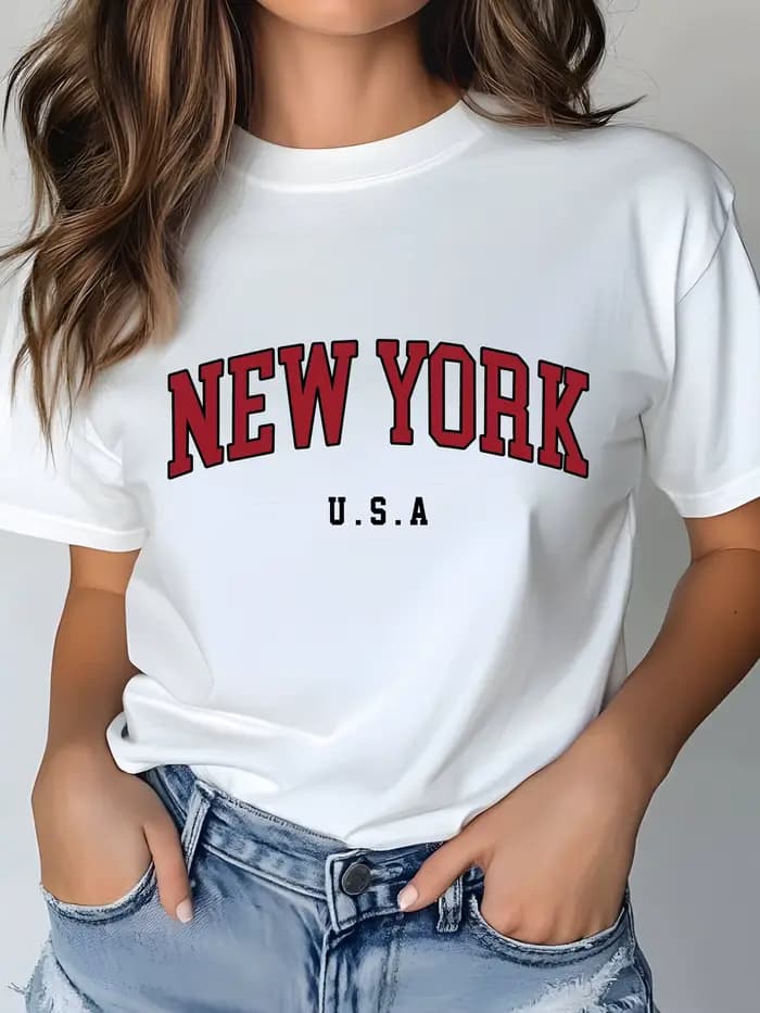 T-shirt à imprimé graphique New York pour femme