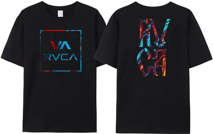 RVCA VA lettre impression T-Shirt homme Gemini symétrique été pur coton confortable T-Shirt