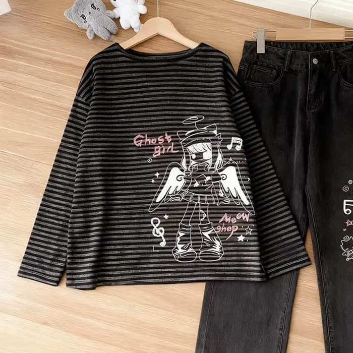 T-shirt manches longues femme imprimé ange fille