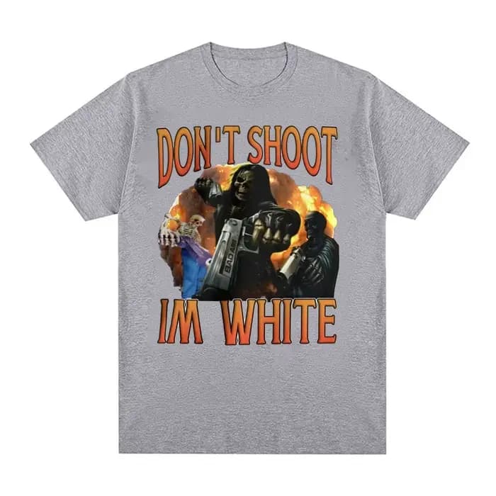 Drôle ne tirez pas, je suis blanc Meme graphique T-shirts pour hommes décontracté Humor à manches courtes T-shirt