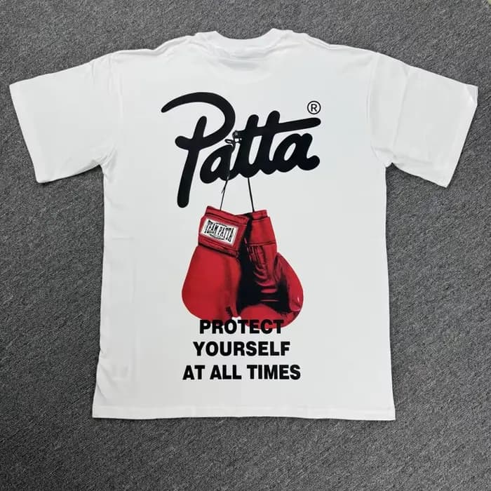T-shirt PATTA rétro haut de gamme en coton drap fin respirant à manches courtes et motif imprimé style street pour homme et femme été
