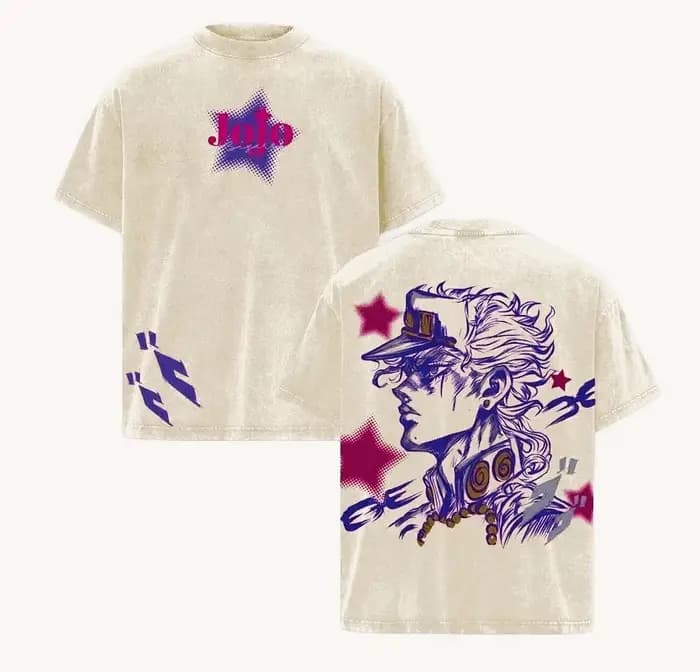 T-shirt Anime JoJo's Bizarre Adventure Kujo Jotaro pour Homme, Vêtement Vintage Manga Y2k, T-shirt L