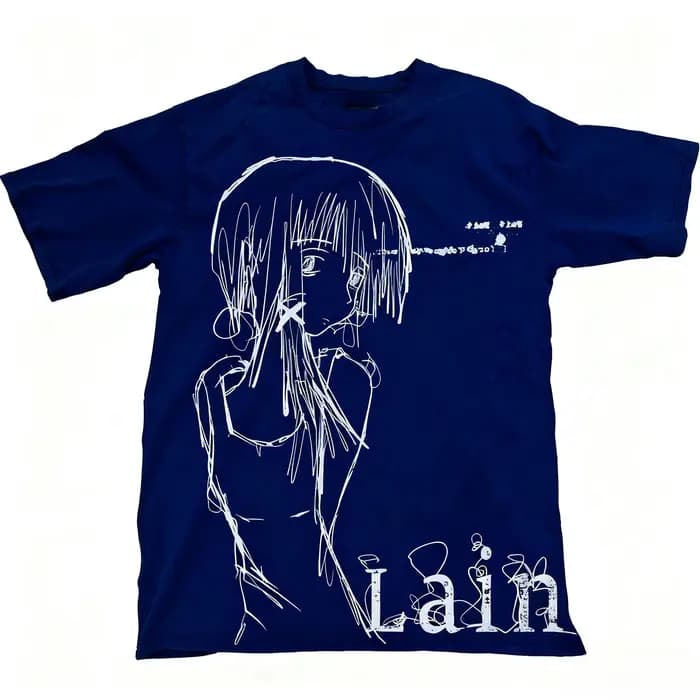 T-shirt unisexe en coton à imprimé graphique Lain