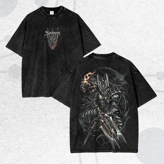 T-shirt Sauron The Rings Graphic Washed Tee Homme Femme Dark Fantasy Manches Courtes Goth Streetwear Oversize Vêtements Féminins Masculins