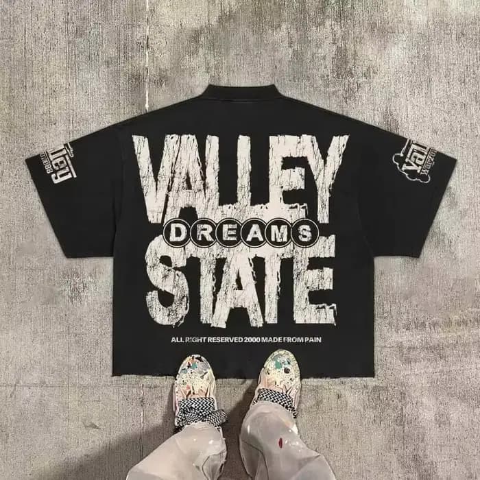 Vintage Warzone Valley Division graphique coton imprimé T-Shirt recadrée à manches courtes t-shirts hommes femmes Style