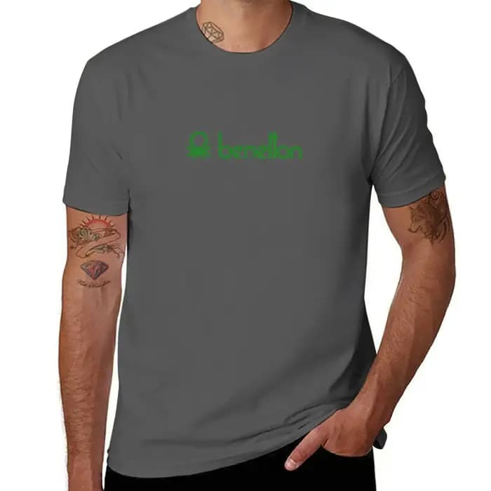 T-Shirt vintage uni Benetton pour homme, vêtement surdimensionné, blanc