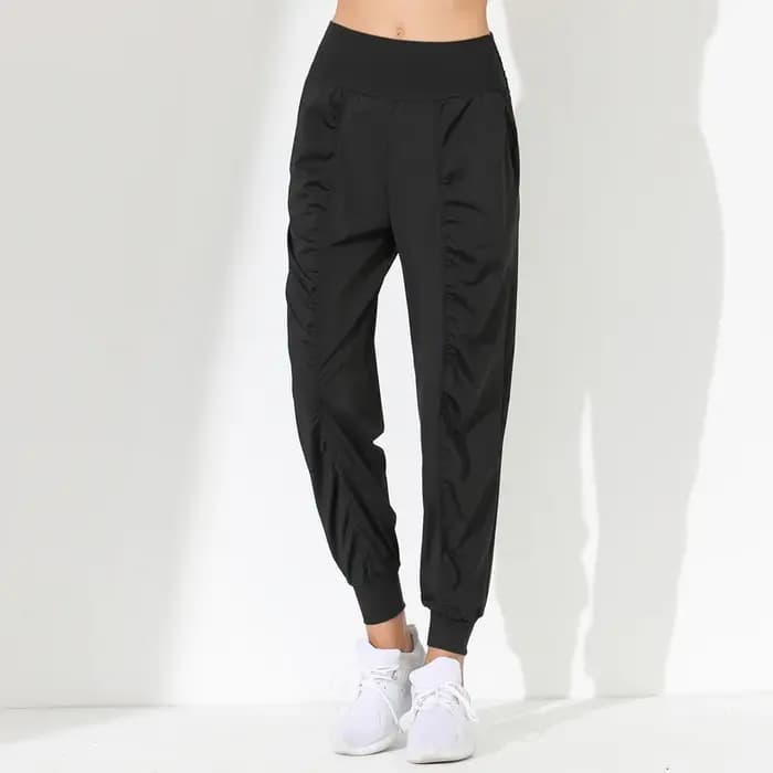 Pantalon de Yoga femme ample mince pantalon de Yoga à séchage rapide ourlet plissé lié course Fitnes