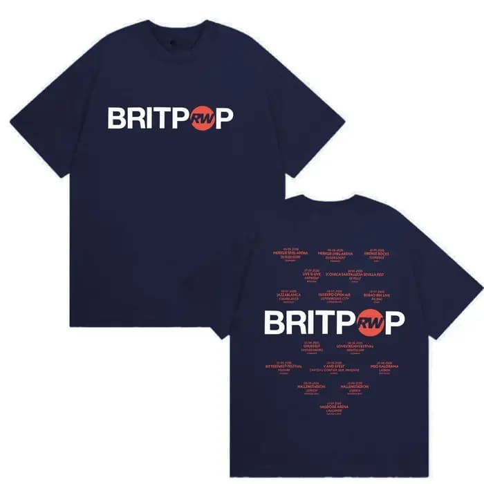 Robbie Williams BRITPOP Album 2026 T-shirts imprimés pour hommes et femmes Hip Hop Pop Music T-shirt à manches courtes 100% coton Tees Streetwear