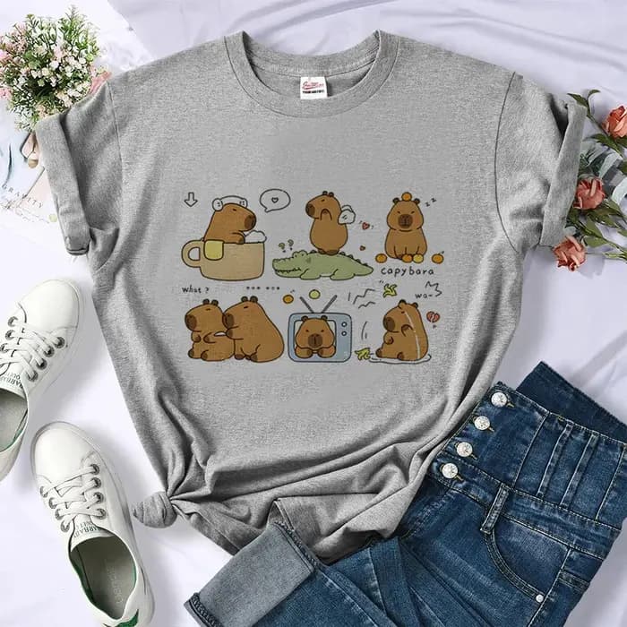 Capybara t-shirt femme 2000s esthétique 80s respirant confortable