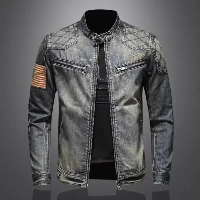 Veste en jean à glissière pour hommes, vêtements de motard à la mode, mode rétro décontractée, équitation debout, beaux médicaments, nouveau, 2024