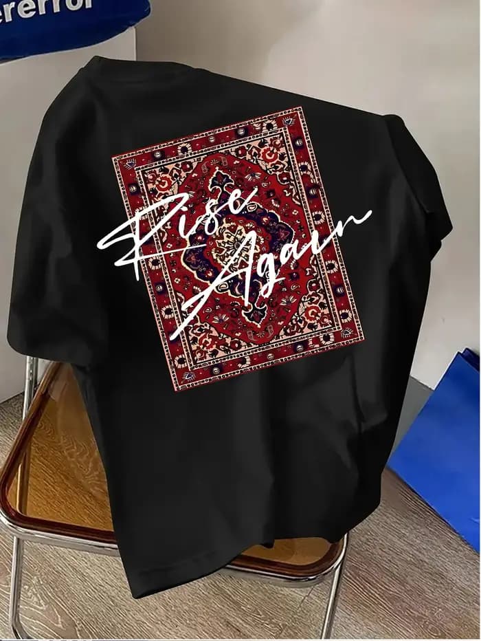 T-shirt graphique à motif de tapis persan Rise Again pour homme