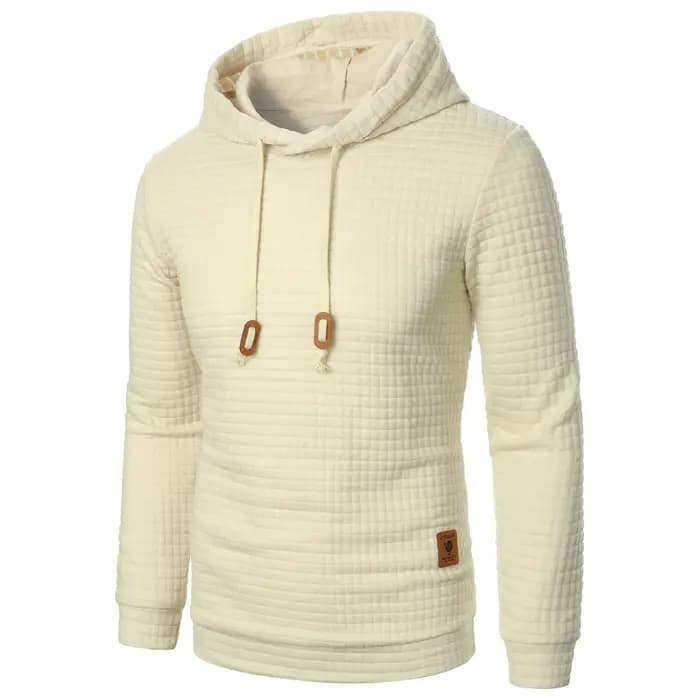 Sweat à capuche jacquard à carreaux pour hommes, manches longues, couleur chaude, manteau, automne/hiver