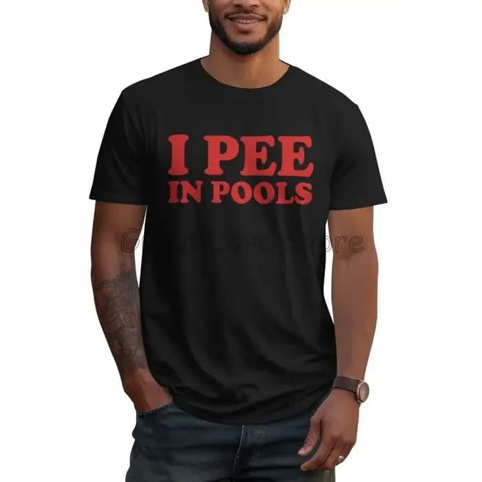 Je fais pipi dans les piscines T-shirts imprimés graphiques hommes drôles coton surdimensionné