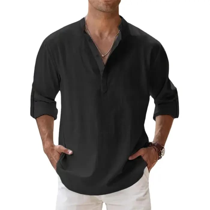 Nouvelles chemises en coton et lin pour hommes