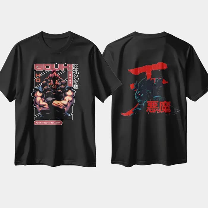 T-shirt de jeu japonais classique avec imprimé Gouki de chasseur