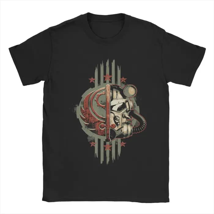 T-shirt en coton pour hommes Brotherhood of Steel Helmet Falloutend Game, style décontracté Y2K, col