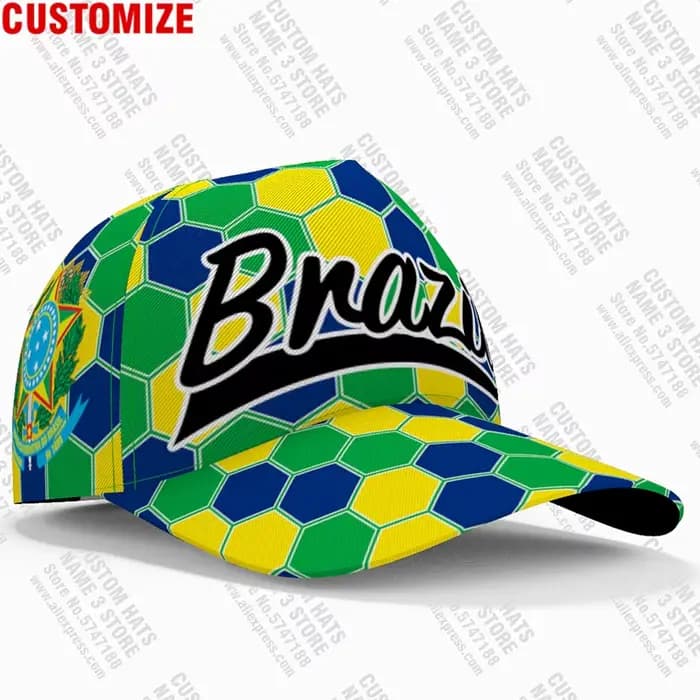 Brésil casquette de baseball gratuit 3d sur mesure nom numéro équipe logo Br br bricolage chapeau soutien-gorge pays