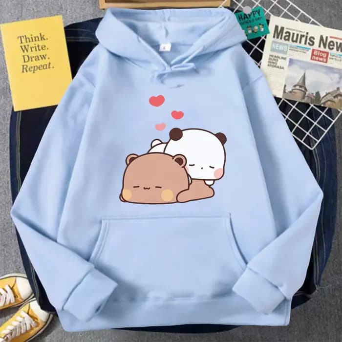 Panda Bear Bubu Dudu Sweat à capuche de dessin animé sommeil mignon imprimé vêtements pour adolescents sweat-shirt ample printemps pulls poche femme décontracté