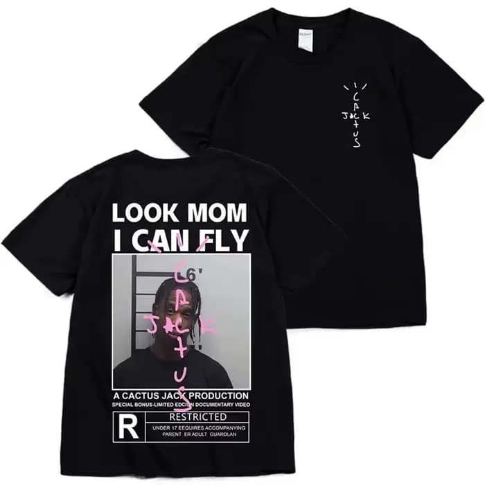 T-shirt Cactus Jack en coton de haute qualité pour hommes et femmes, LOOK MOM I CAN FLY, ASTROWORLD,