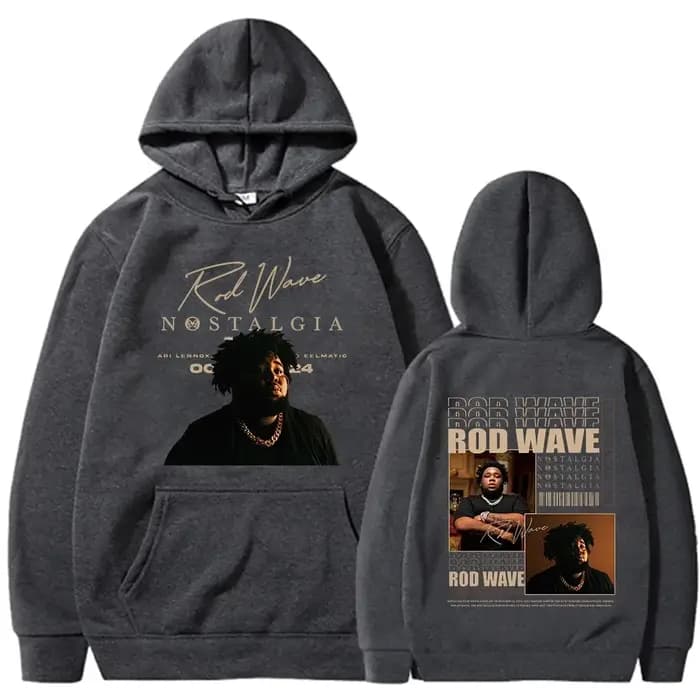 Sweat à capuche imprimé Hip Hop Nostalgique Tendance 2025 Rod Wave Tour – Pull Unisexe pour Fans – Cadeau de Luxe