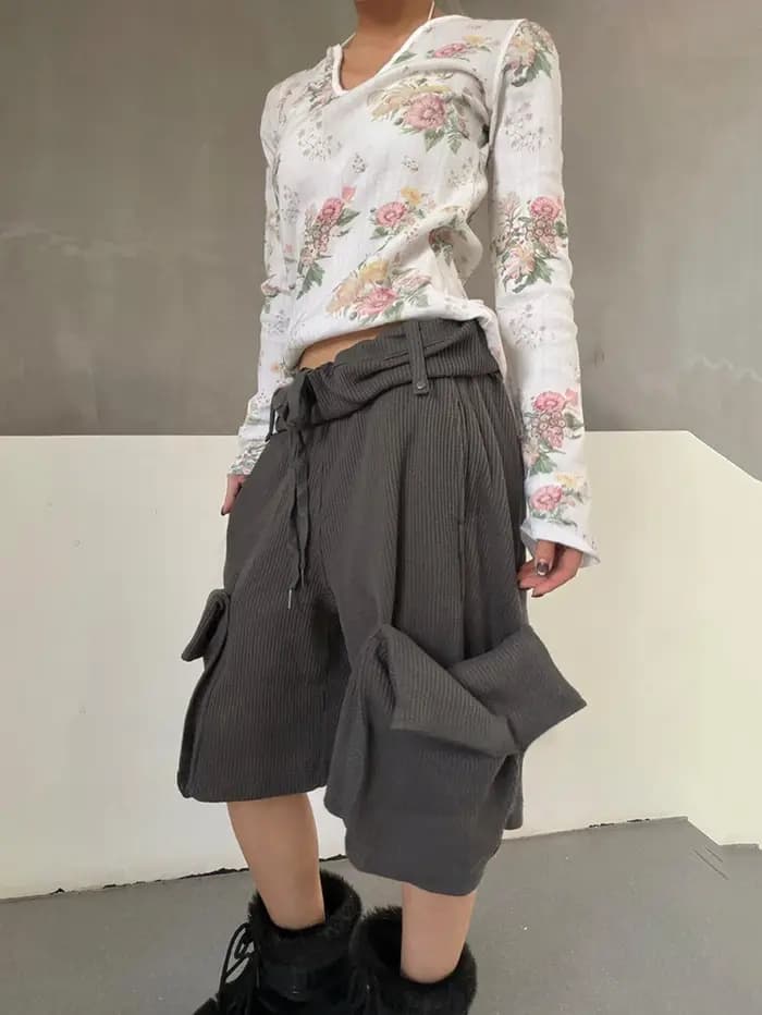 REDDACHiC Short cargo pour femme à taille roulée