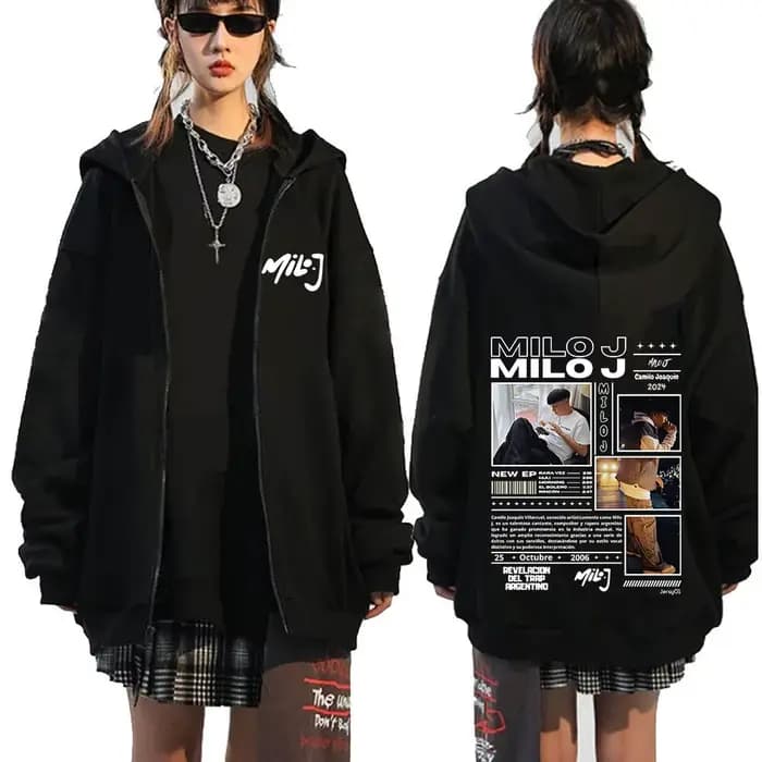 Rappeur Milo J 111 Album Merch sweat à capuche zippé hommes femmes vêtements Vintage Hip Hop fermeture éclair sweats