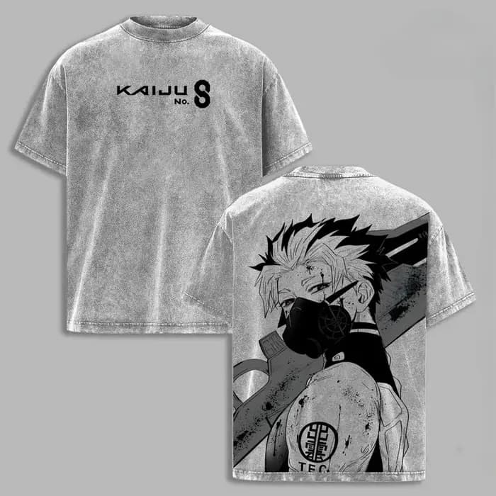 T-shirt graphique japonais Kafka Hibino Kaiju No. 8 Anime lavé surdimensionné