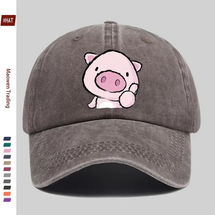 1 pièce Casquette de baseball rose à imprimé cochon mignon