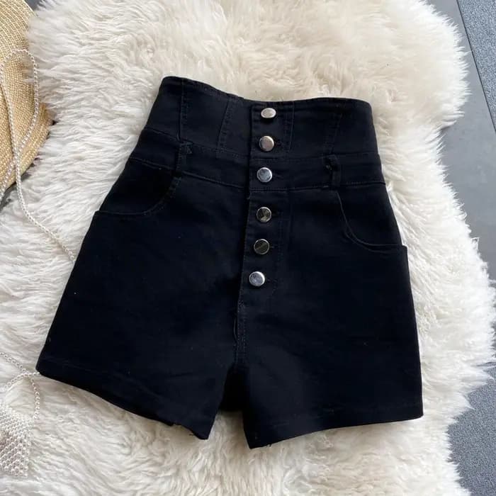 Streetwear noir Denim Shorts femmes mode taille haute hanche Wrap