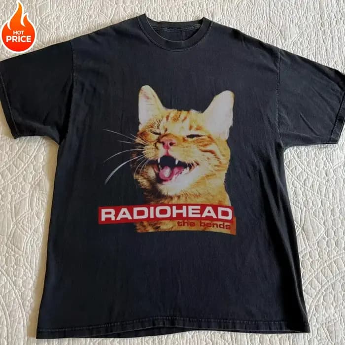 Été nouveau T-shirt pour hommes Radiohead la courbure drôle à manches courtes chemise noire