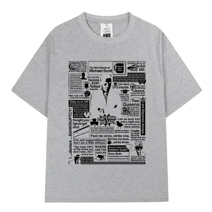 Les mots sages de Michael Scott hommage le bureau T-shirt série TV Dwight Schrute Jim Halpert T-Shirts surdimensionnés à manches courtes