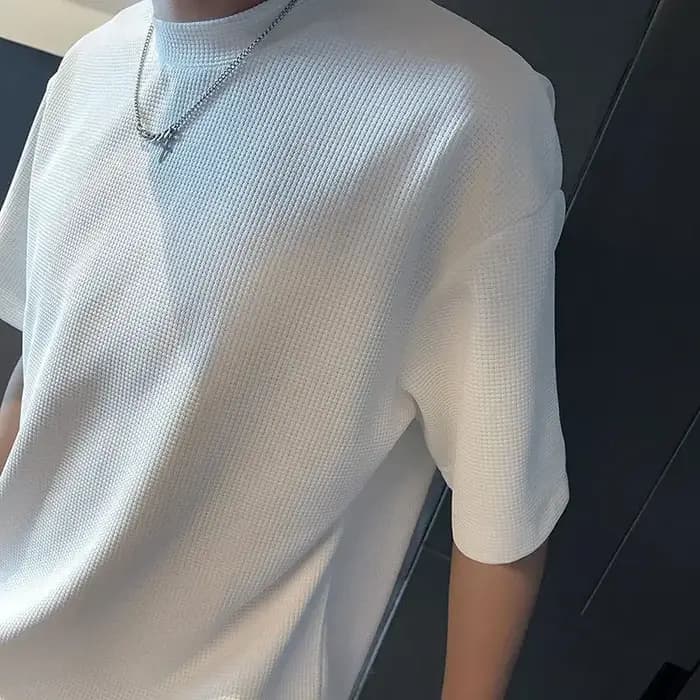T-shirt orange à col rond pour hommes