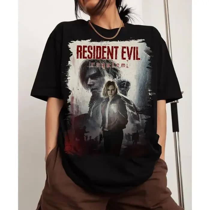 T-shirt rétro Resident Evil Requiem 2026, T-shirt pour homme Resident Evil 9, nouveau style d'été ad